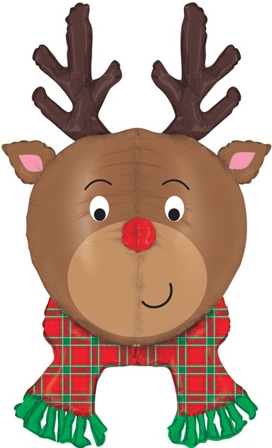 Шар Фигура, Голова, Новогодний олень, Коричневый (в упаковке)