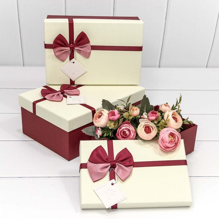 Набор подарочных коробок 3 в 1 С двойным бантиком