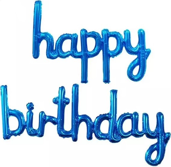 Набор шаров Мини-Надпись "Happy Birthday", Синий (в упаковке)